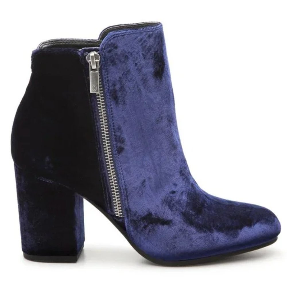 Blue Shaynah Velvet Booties - Lucky Brand
